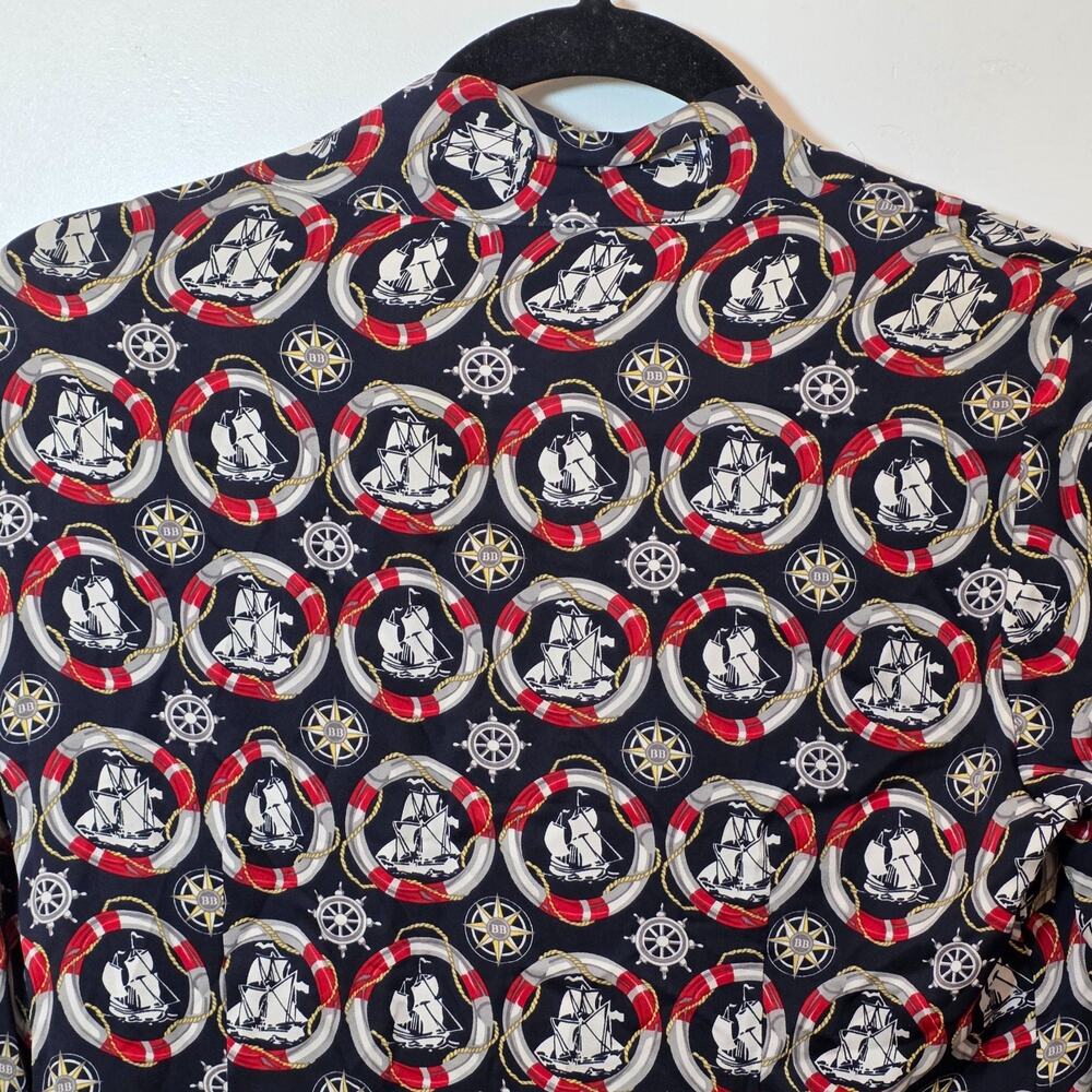 Brooks Brothers Silk Button Up Blouse Sz 2 XS Navy Nautical Print Old Money - Picture 8 of 10